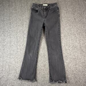 Madewell Cali Demi Boot Cut Raw Hem Jeans Women's 25 Black Distressed Stretch
